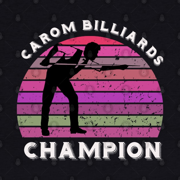 Carom billiards champion - retro sunset by BB Funny Store